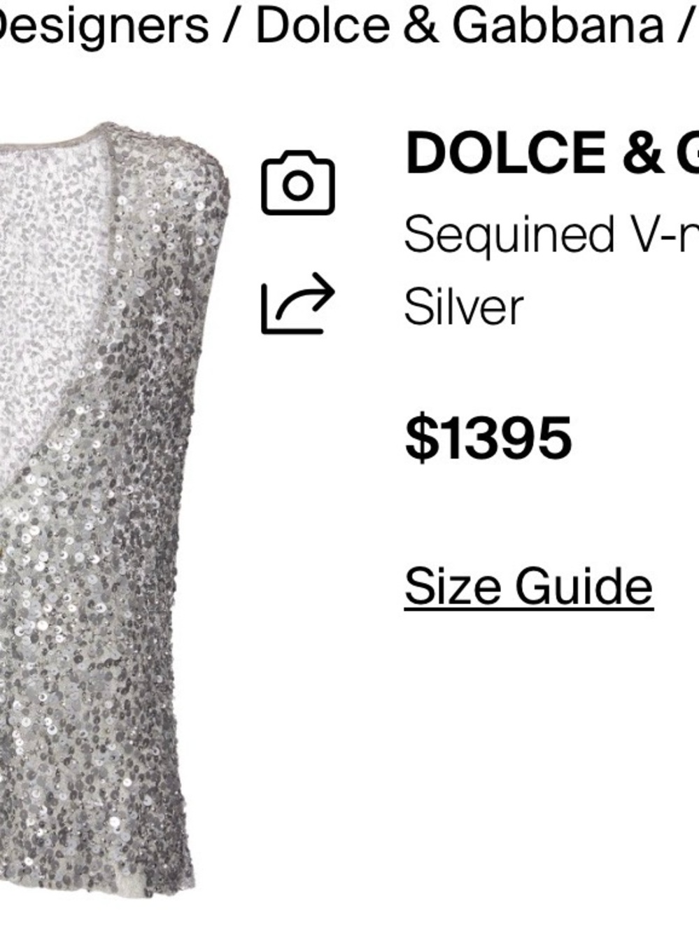 Dolce & Gabbana Silver Sequin Deep V Camisole - Picture 5 of 11